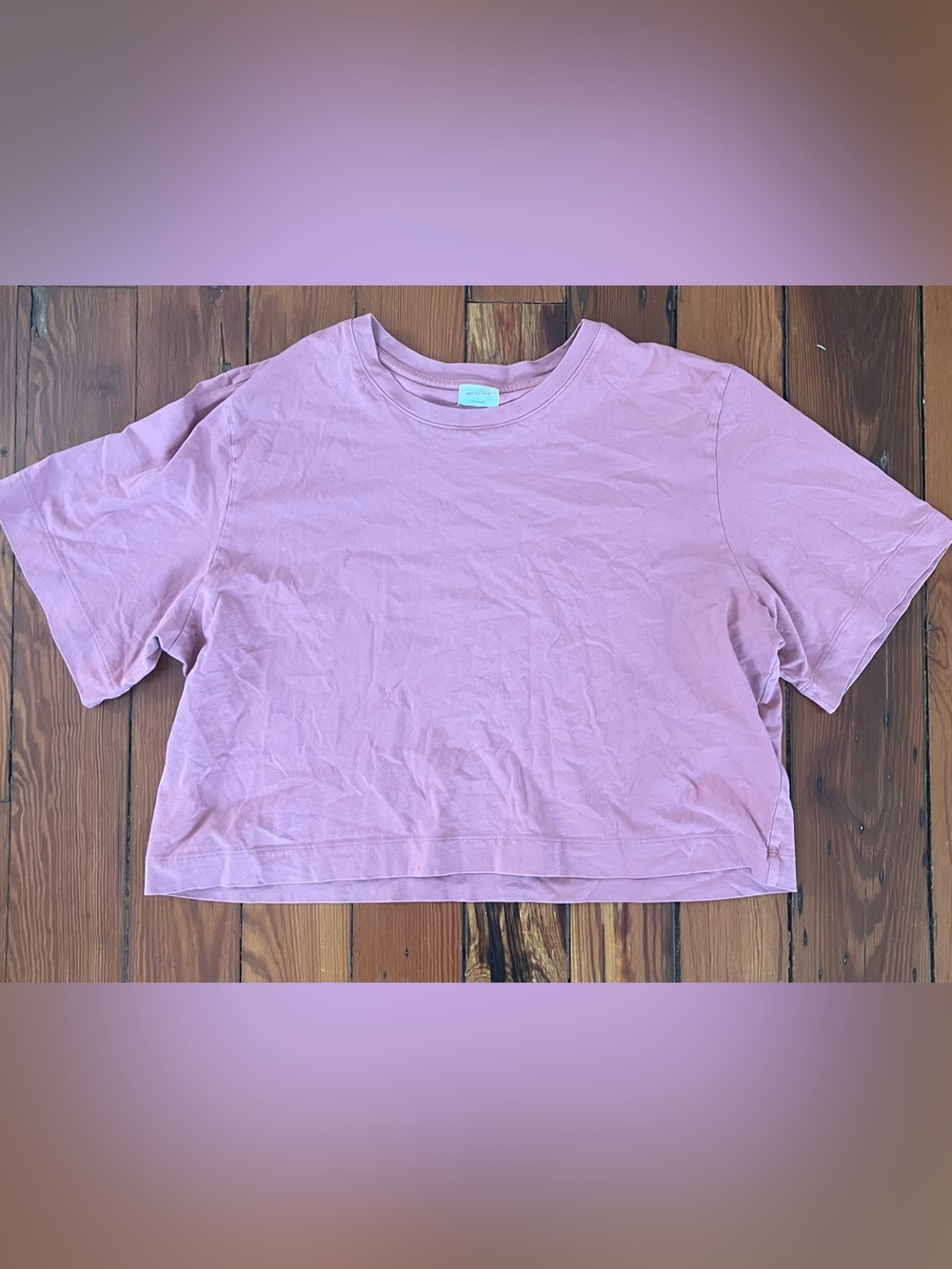 Aritzia Wilfred Free Cropped Cotton Crew Neck Tee Mauve Pink L